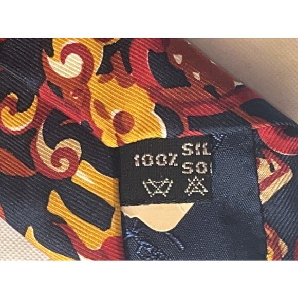 Salvatore Ferragamo Silk Tie - Equestrian theme - Navy Blue/Multicolor Necktie - Picture 9 of 14